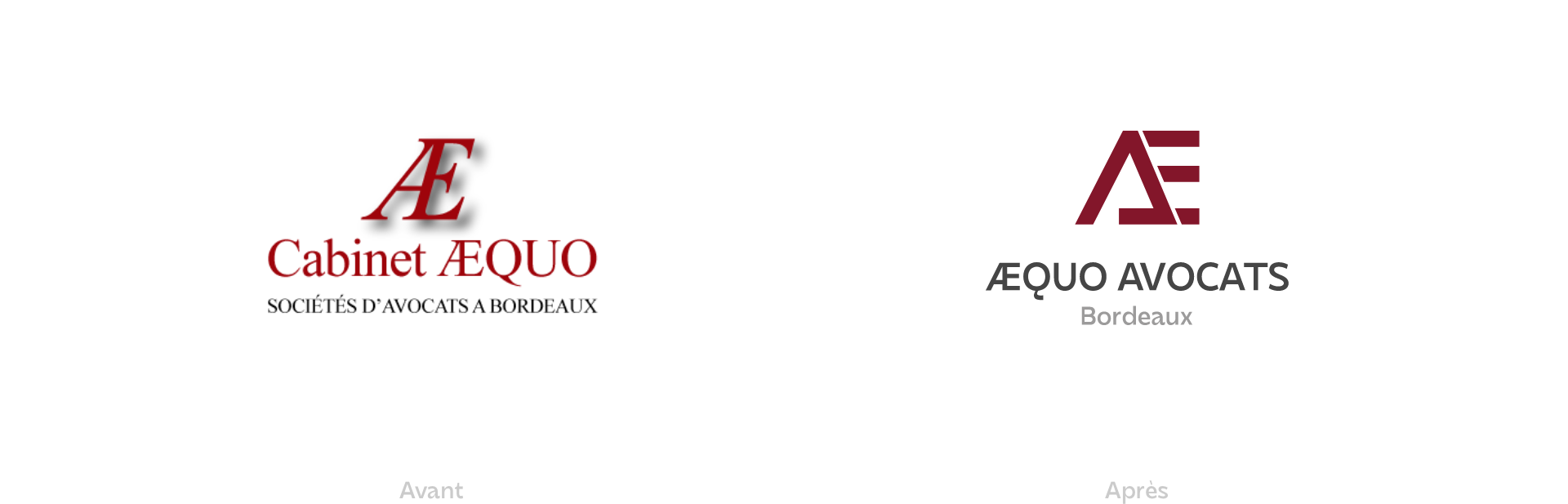 Avant / Après du travail d'Idealcomm sur le logo d'Aequo Avocats