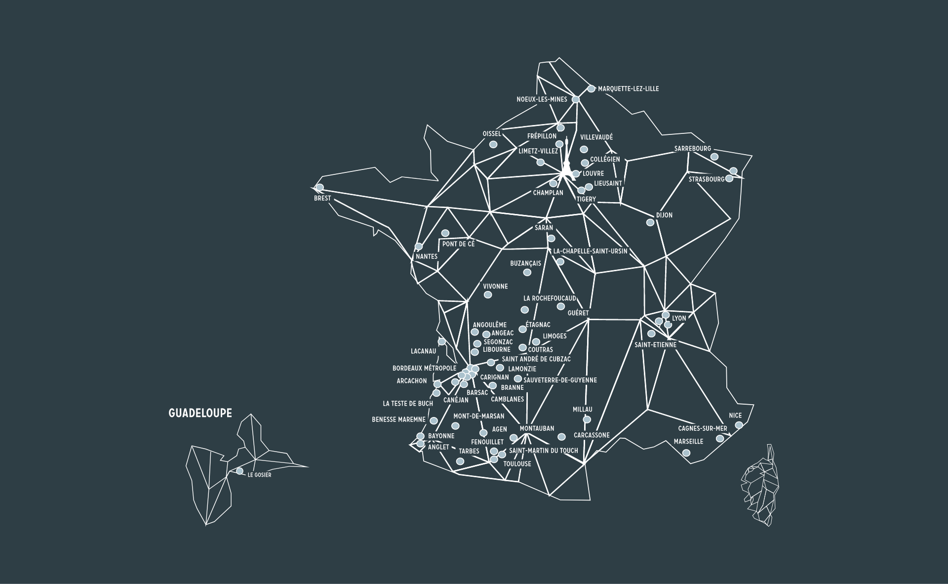 Création visuelle de la carte des clients de label architecture