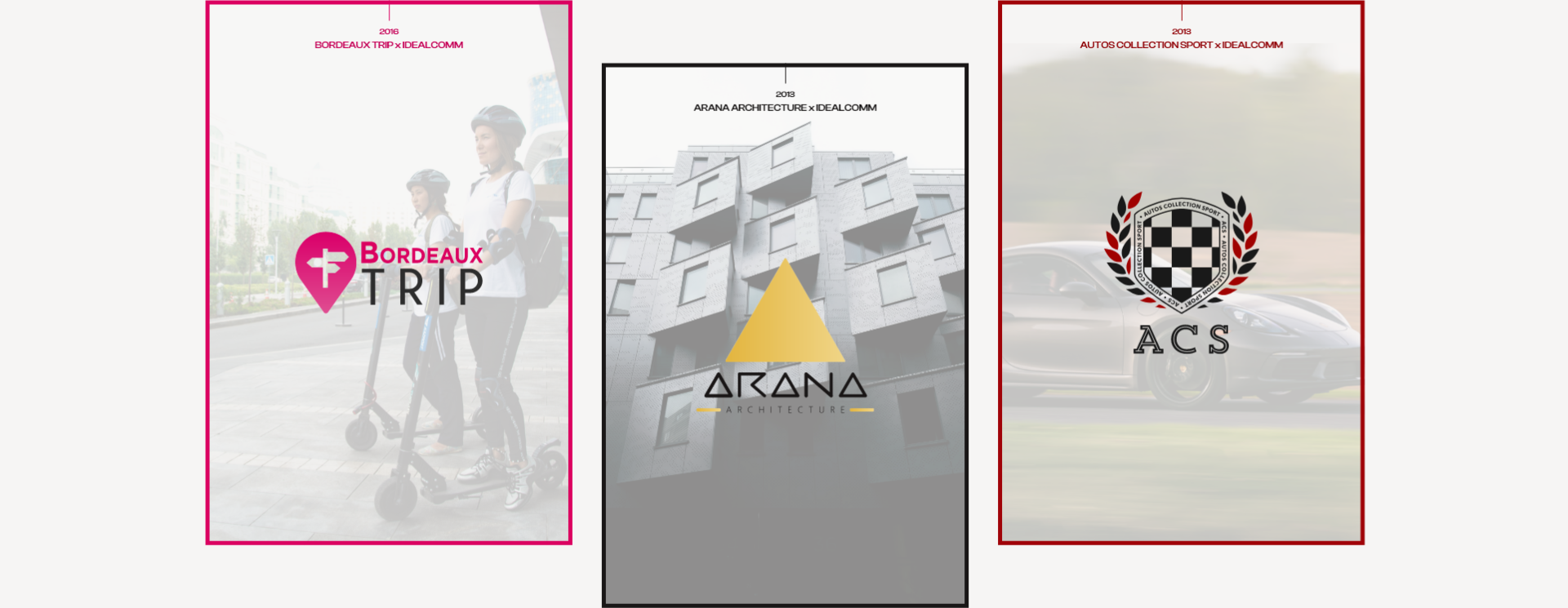 Présentation de nos créations de logotypes pour les entreprises : Bordeaux Trip, Arana et Autos Collection Sport